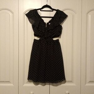 Black & White Polka-dot Side Cut Out Dress